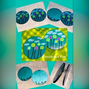 Cloudy but Fair (hand painted wood earrings)